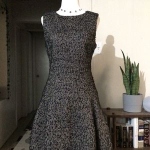 Michael Kors Black & White Vintage / Retro A-line Tiered Wool Dress